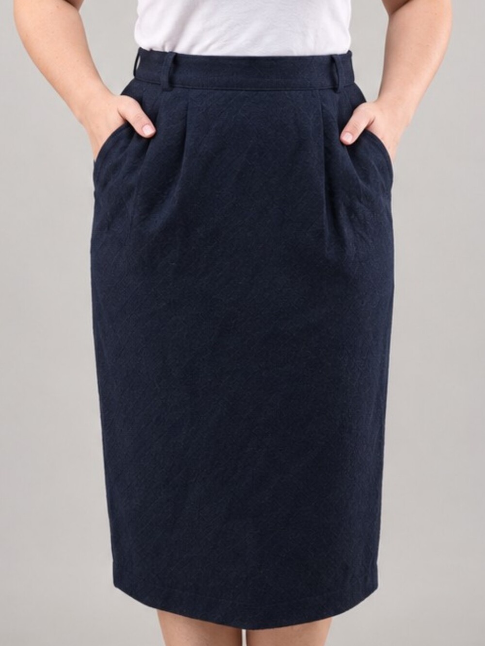 🥝JH Collectibles Navy High-Waisted Wool Midi Skirt